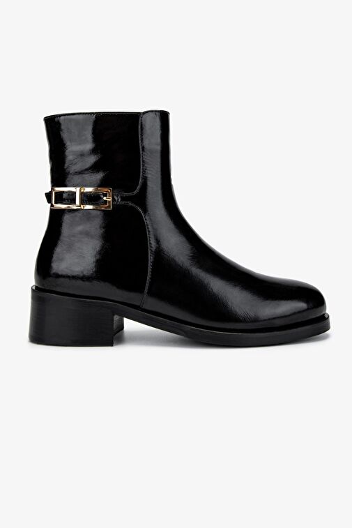 Valmenti Kadın Siyah Rugan Düz Bot - Görsel 2