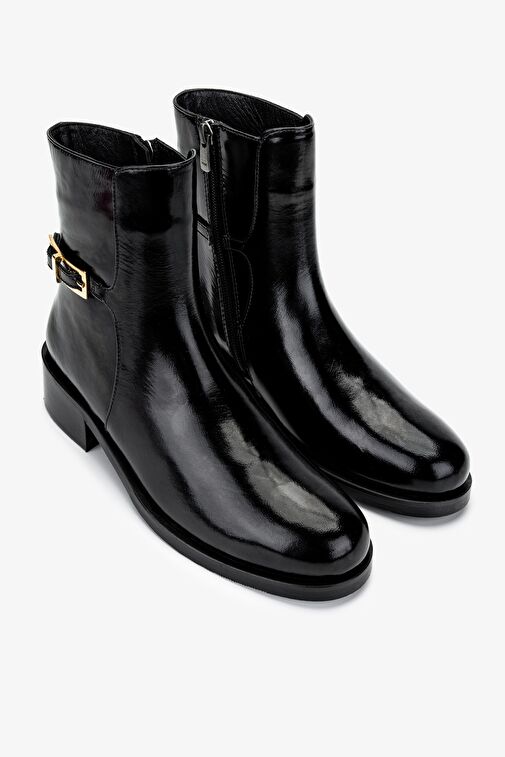 Valmenti Kadın Siyah Rugan Düz Bot - Görsel 3