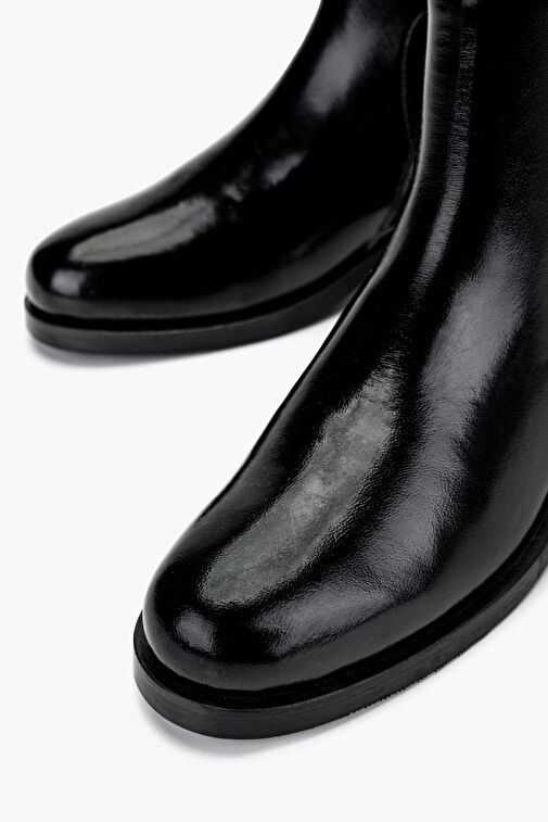 Valmenti Kadın Siyah Rugan Düz Bot - Görsel 4