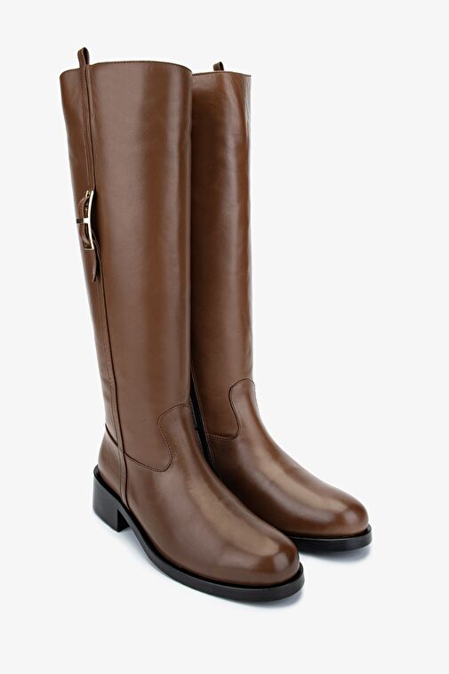 Valmenti Kadın Taba Deri Casual Çizme - Görsel 3