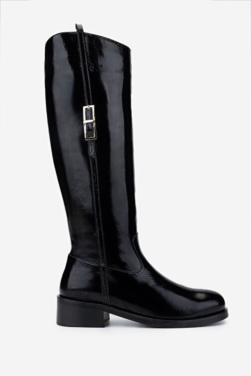 Valmenti Kadın Siyah Rugan Casual Çizme - Görsel 2