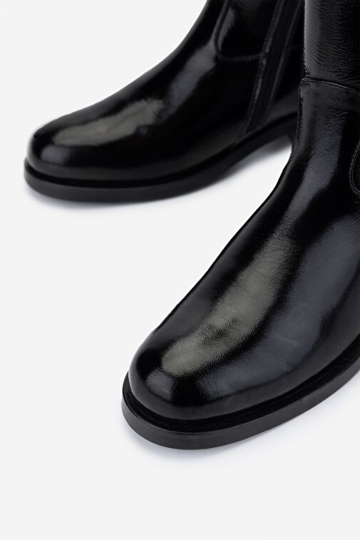 Valmenti Kadın Siyah Rugan Casual Çizme - Görsel 4