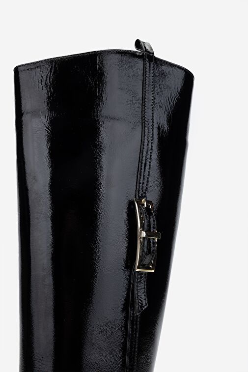 Valmenti Kadın Siyah Rugan Casual Çizme - Görsel 5