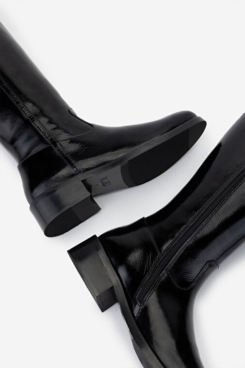 Valmenti Kadın Siyah Rugan Casual Çizme - Görsel 6