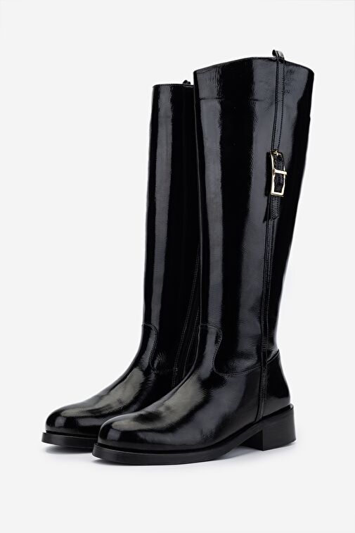 Valmenti Kadın Siyah Rugan Casual Çizme - Görsel 7