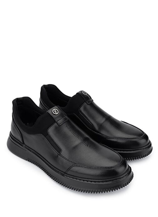 Tamer Tanca Erkek Hakiki Deri Siyah Deri Casual Ayakkabı - Görsel 3
