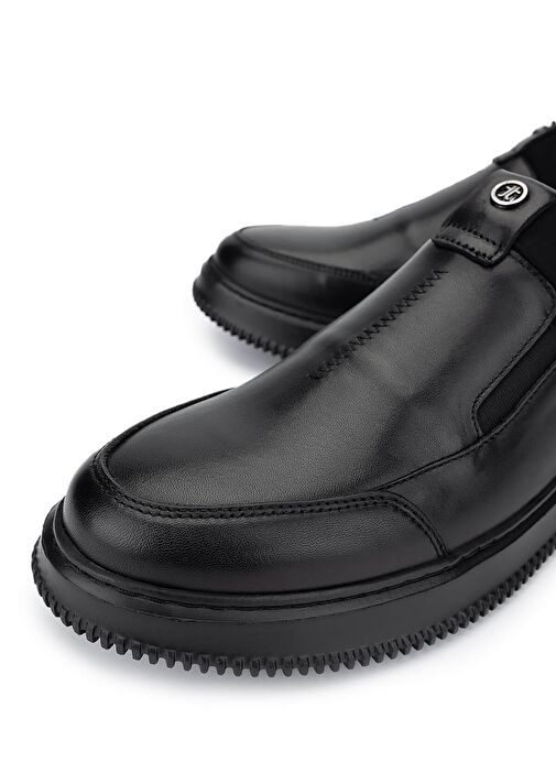 Tamer Tanca Erkek Hakiki Deri Siyah Deri Casual Ayakkabı - Görsel 4