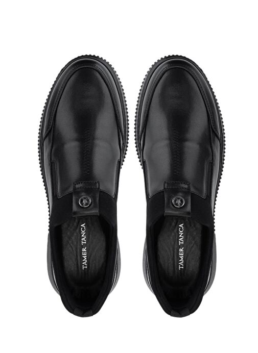 Tamer Tanca Erkek Hakiki Deri Siyah Deri Casual Ayakkabı - Görsel 6