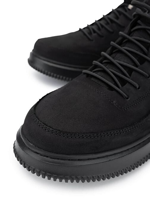 Tamer Tanca Erkek Hakiki Deri Siyah Nubuk Sneakers & Spor Ayakkabı - Görsel 4