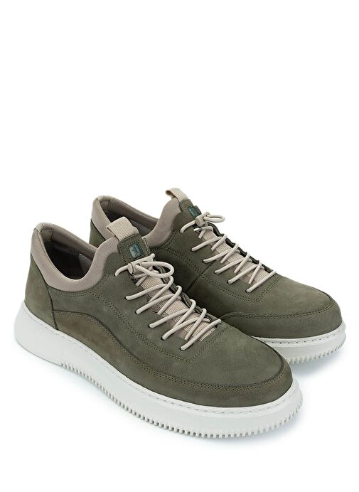 Tamer Tanca Erkek Hakiki Deri Yeşil Nubuk Sneakers & Spor Ayakkabı - Görsel 3