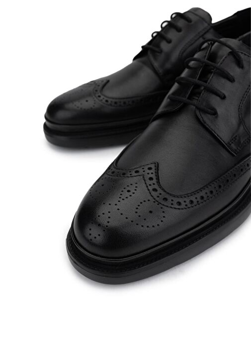 Tamer Tanca Erkek Hakiki Deri Siyah Klasik Ayakkabı - Görsel 4