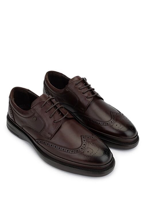 Tamer Tanca Erkek Hakiki Deri Kahverengi Klasik Ayakkabı - Görsel 3