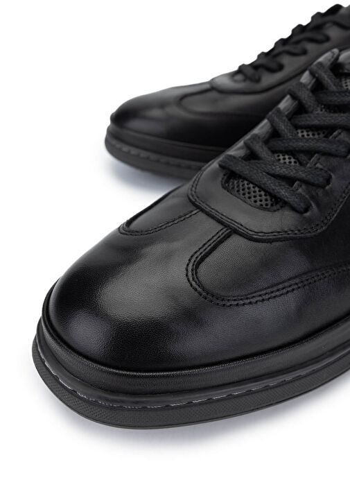 Tamer Tanca Erkek Hakiki Deri Siyah Casual Ayakkabı - Görsel 4