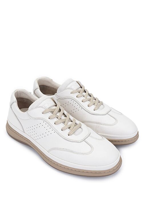 Tamer Tanca Erkek Hakiki Deri Kırık Beyaz Casual Ayakkabı - Görsel 3