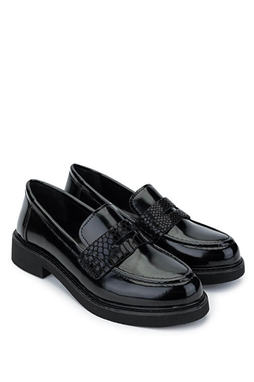 Tamer Tanca Kadın Suni Deri Siyah Açma Loafer Ayakkabı - Görsel 3