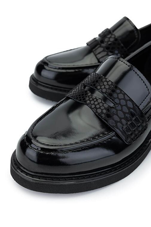 Tamer Tanca Kadın Suni Deri Siyah Açma Loafer Ayakkabı - Görsel 4