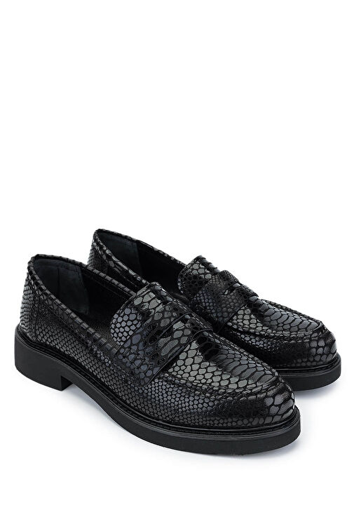 Tamer Tanca Kadın Suni Deri Siyah Loafer Ayakkabı - Görsel 3