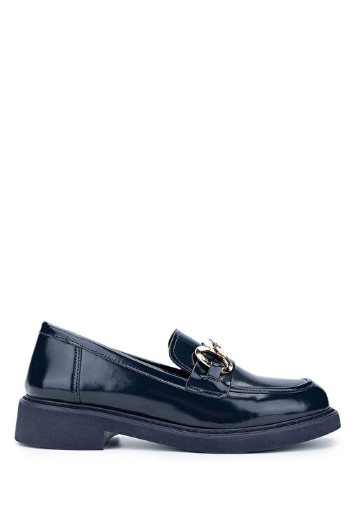 Tamer Tanca Kadın Suni Deri Lacivert Loafer Ayakkabı - Görsel 2