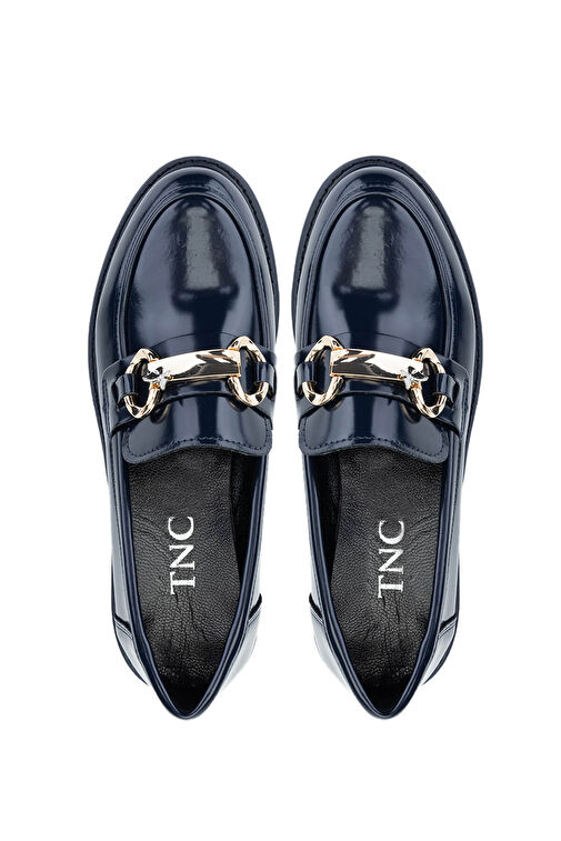 Tamer Tanca Kadın Suni Deri Lacivert Loafer Ayakkabı - Görsel 6