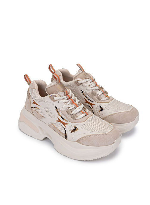 Tamer Tanca Kadın Tekstil/Suni Deri Bej Sneakers & Spor Ayakkabı - Görsel 3
