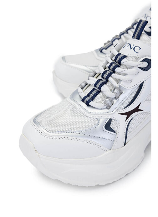 Tamer Tanca Kadın Tekstil/Suni Deri Beyaz/Lacivert Sneakers & Spor Ayakkabı - Görsel 4