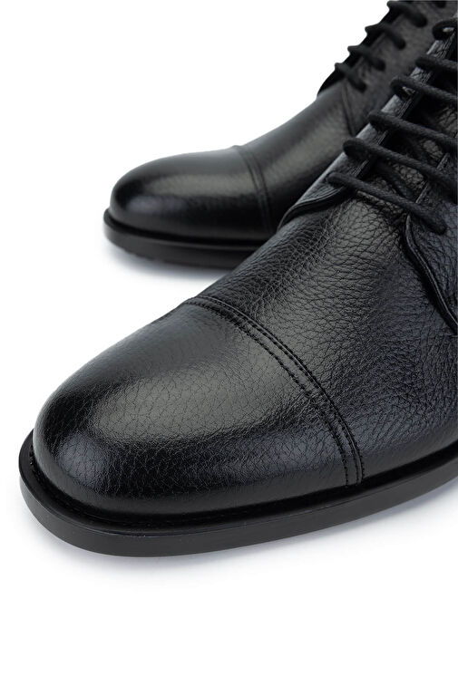 Tamer Tanca Erkek Hakiki Deri Siyah Deri Klasik Bot - Görsel 4
