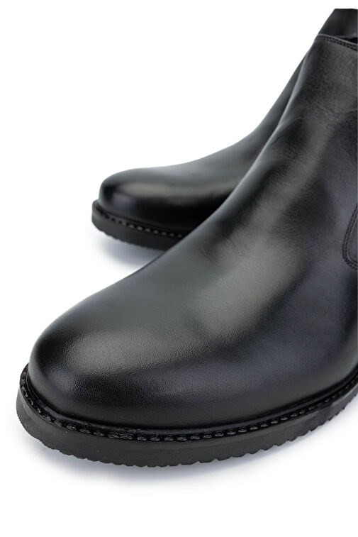 Tamer Tanca Erkek Hakiki Deri Siyah Kürklü Klasik Bot - Görsel 4