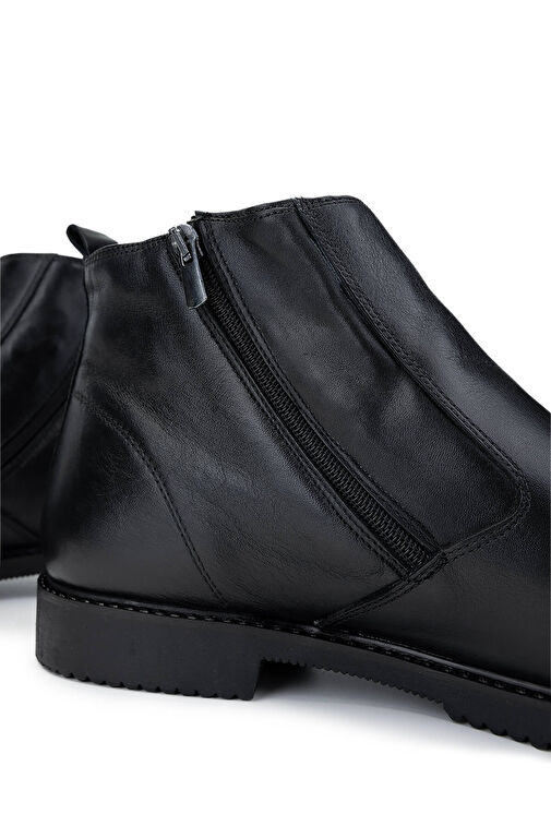 Tamer Tanca Erkek Hakiki Deri Siyah Kürklü Klasik Bot - Görsel 7