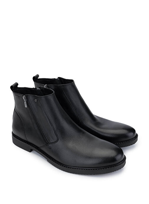 Tamer Tanca Erkek Hakiki Deri Siyah Klasik Bot - Görsel 3