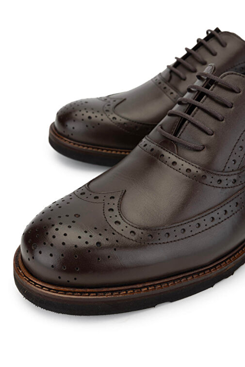 Tamer Tanca Erkek Hakiki Deri Kahverengi Klasik Ayakkabı - Görsel 4