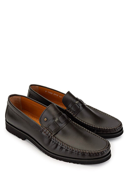 Tamer Tanca Erkek Hakiki Deri Kahverengi Loafer Ayakkabı - Görsel 3