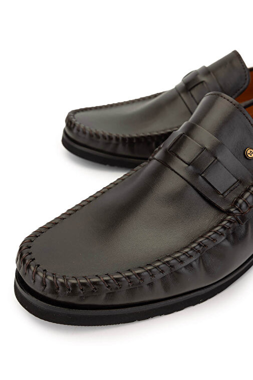 Tamer Tanca Erkek Hakiki Deri Kahverengi Loafer Ayakkabı - Görsel 4