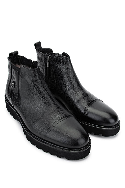 Tamer Tanca Erkek Hakiki Deri Siyah Klasik Bot - Görsel 3