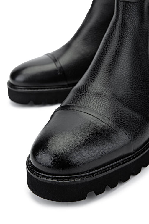 Tamer Tanca Erkek Hakiki Deri Siyah Klasik Bot - Görsel 5