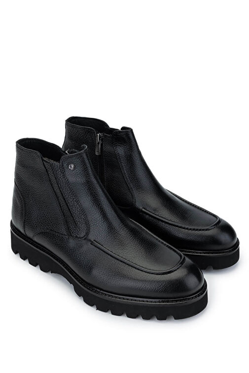 Tamer Tanca Erkek Hakiki Deri Siyah Klasik Bot - Görsel 3