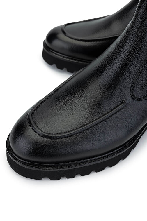 Tamer Tanca Erkek Hakiki Deri Siyah Klasik Bot - Görsel 4