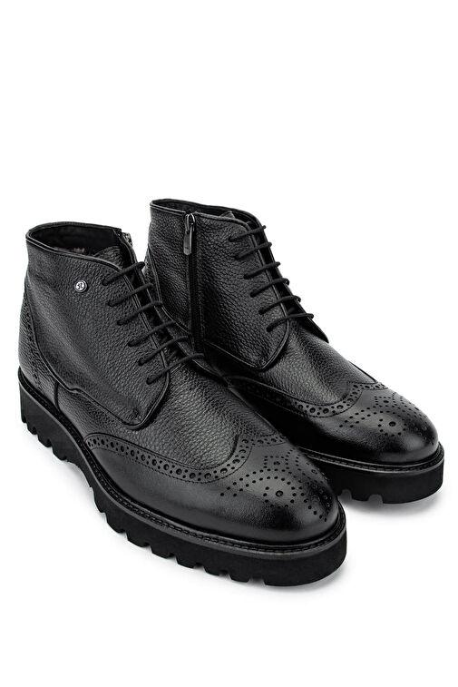 Tamer Tanca Erkek Hakiki Deri Siyah Klasik Bot - Görsel 3