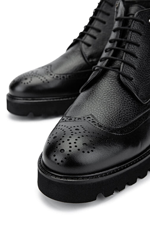 Tamer Tanca Erkek Hakiki Deri Siyah Klasik Bot - Görsel 5