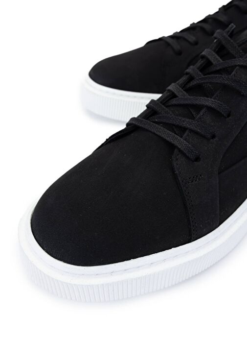 Tamer Tanca Erkek Hakiki Deri Siyah Nubuk Sneakers & Spor Ayakkabı - Görsel 4
