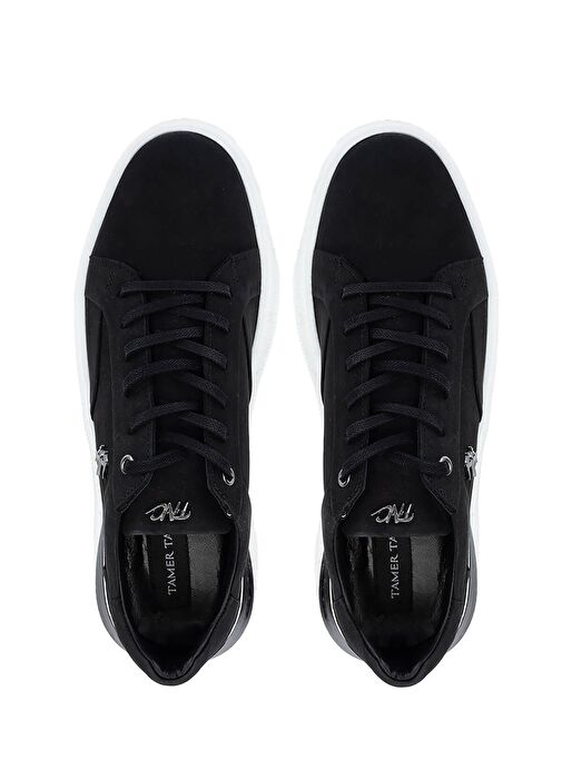 Tamer Tanca Erkek Hakiki Deri Siyah Nubuk Sneakers & Spor Ayakkabı - Görsel 6