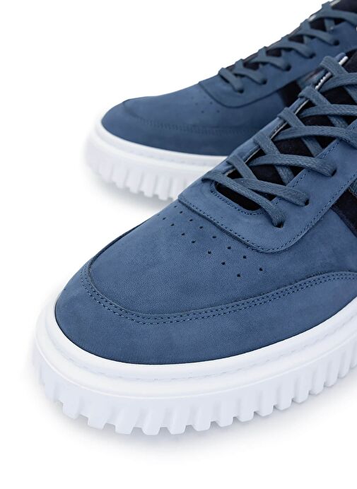 Tamer Tanca Erkek Hakiki Deri Mavi Sneakers & Spor Ayakkabı - Görsel 4
