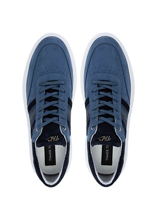 Tamer Tanca Erkek Hakiki Deri Mavi Sneakers & Spor Ayakkabı - Görsel 6