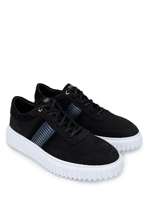 Tamer Tanca Erkek Hakiki Deri Siyah Nubuk Sneakers & Spor Ayakkabı - Görsel 3