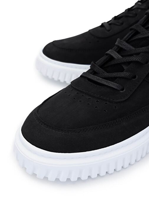 Tamer Tanca Erkek Hakiki Deri Siyah Nubuk Sneakers & Spor Ayakkabı - Görsel 4