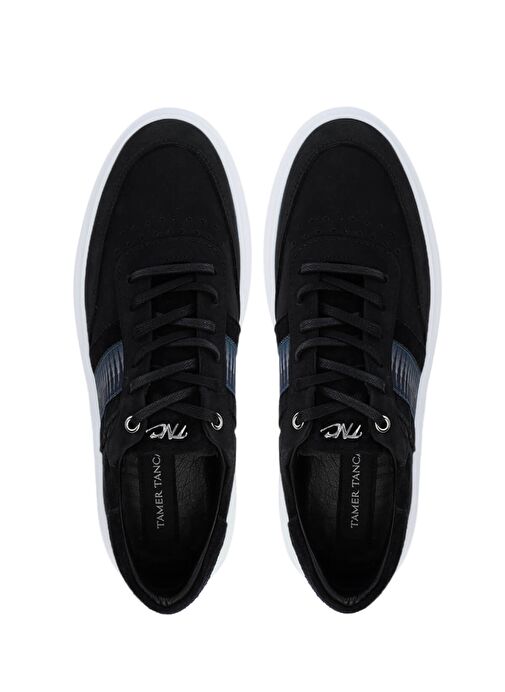 Tamer Tanca Erkek Hakiki Deri Siyah Nubuk Sneakers & Spor Ayakkabı - Görsel 6