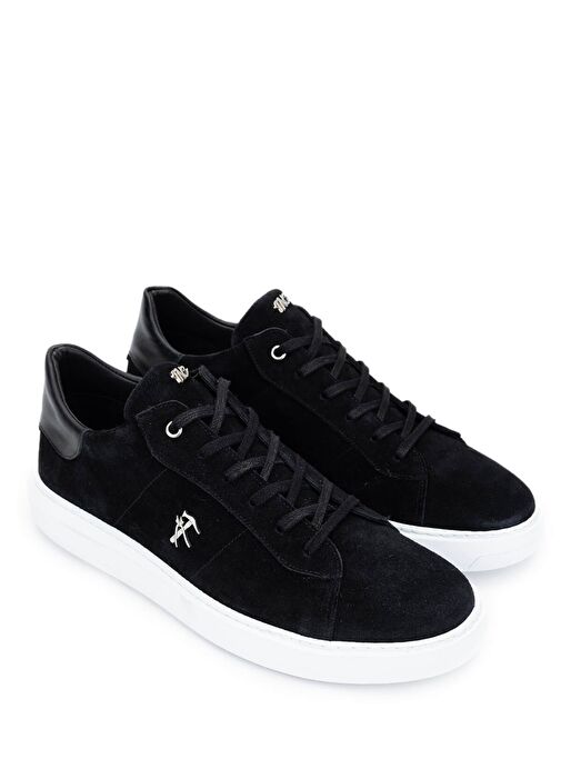 Tamer Tanca Erkek Hakiki Deri Siyah Süet Sneakers & Spor Ayakkabı - Görsel 3