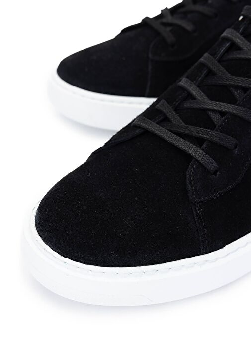 Tamer Tanca Erkek Hakiki Deri Siyah Süet Sneakers & Spor Ayakkabı - Görsel 4