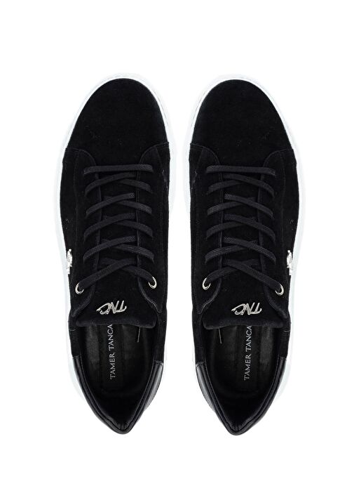 Tamer Tanca Erkek Hakiki Deri Siyah Süet Sneakers & Spor Ayakkabı - Görsel 6