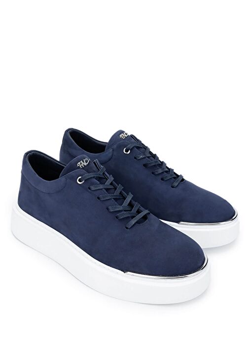 Tamer Tanca Erkek Hakiki Deri Lacivert Nubuk Sneakers & Spor Ayakkabı - Görsel 3