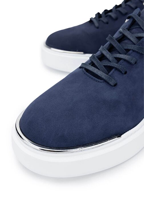 Tamer Tanca Erkek Hakiki Deri Lacivert Nubuk Sneakers & Spor Ayakkabı - Görsel 4